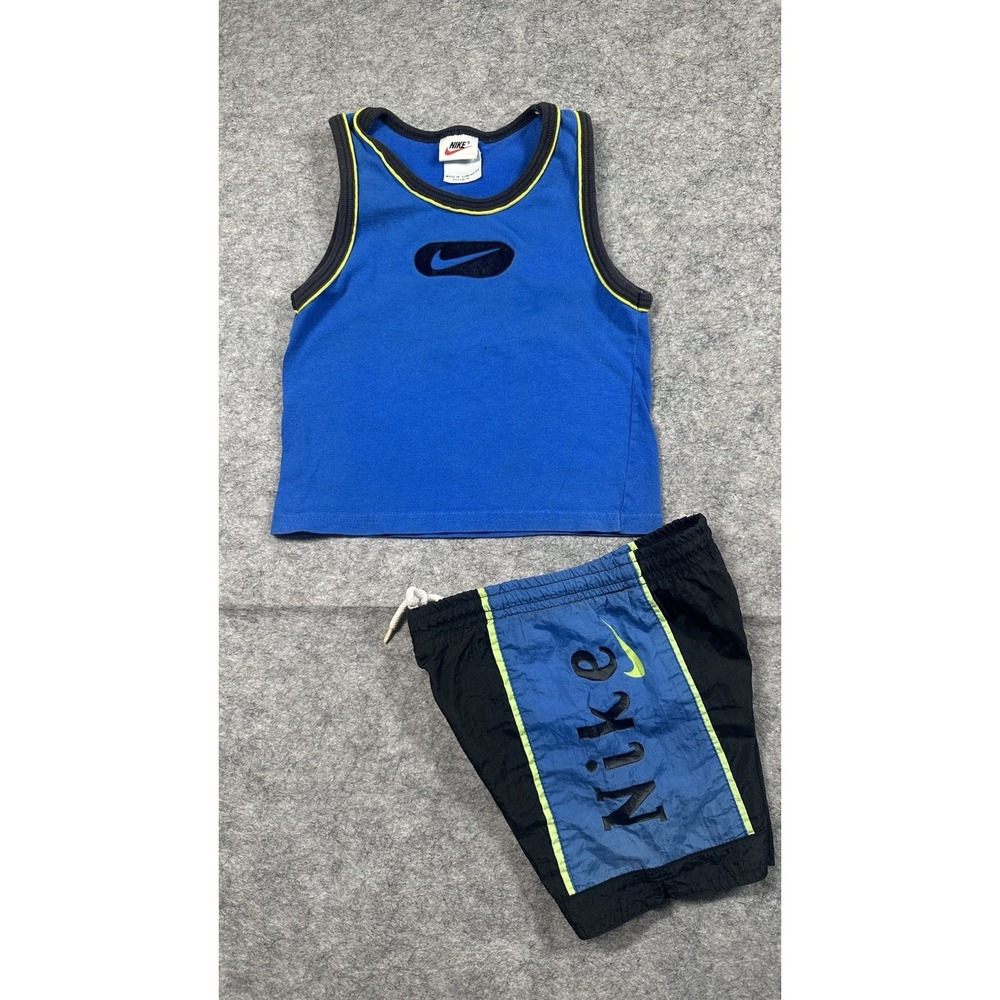 Vintage Nike Toddler 3T  Tank Top and Shorts Set Blue And Black